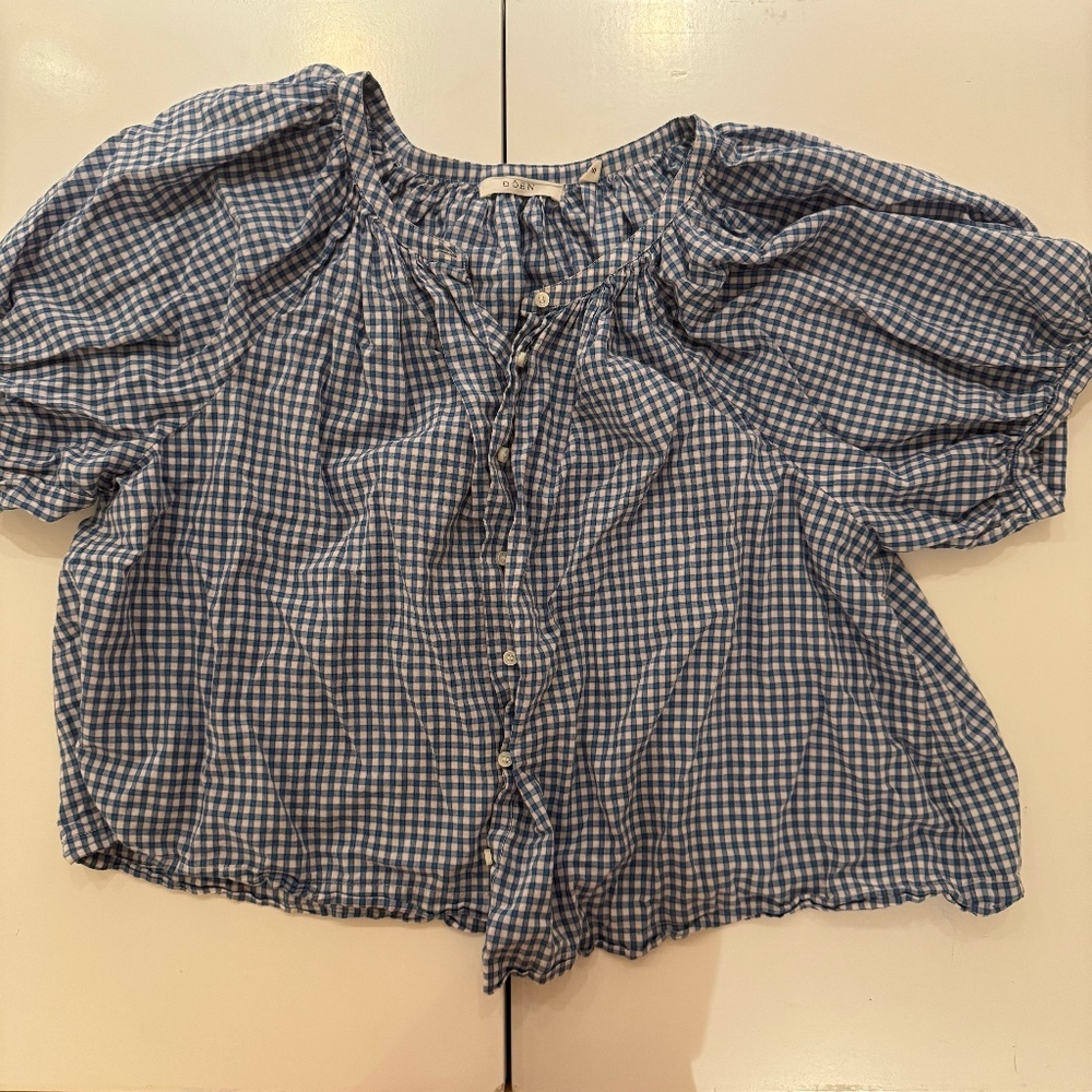 DOEN JUNE BLOUSE BLUE PLAID